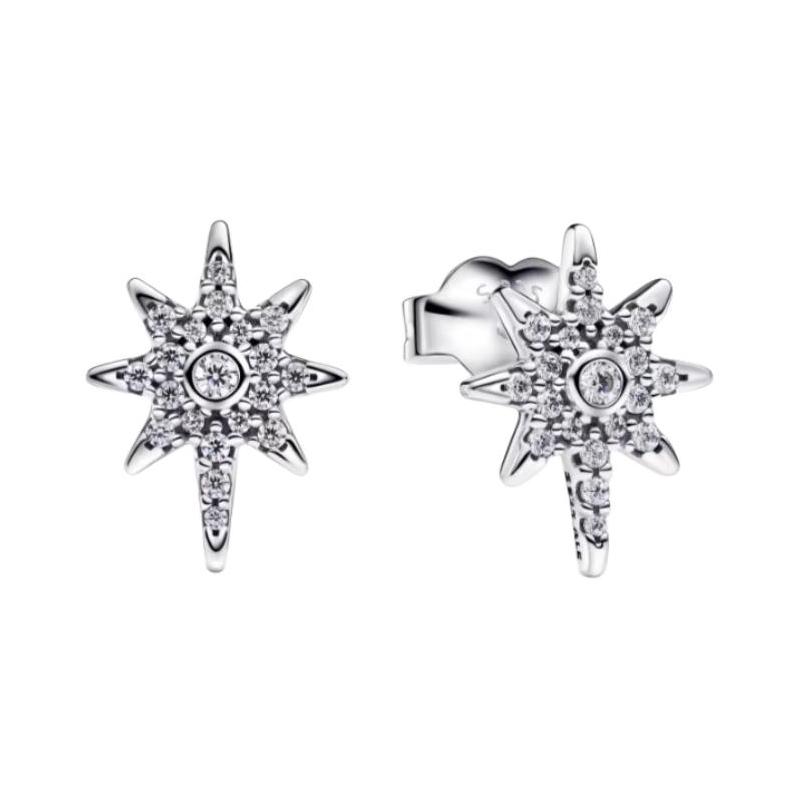 Pandora Star Pave Design 925 Silver Stud Earrings Women s Silver 293587CO1 серебряный