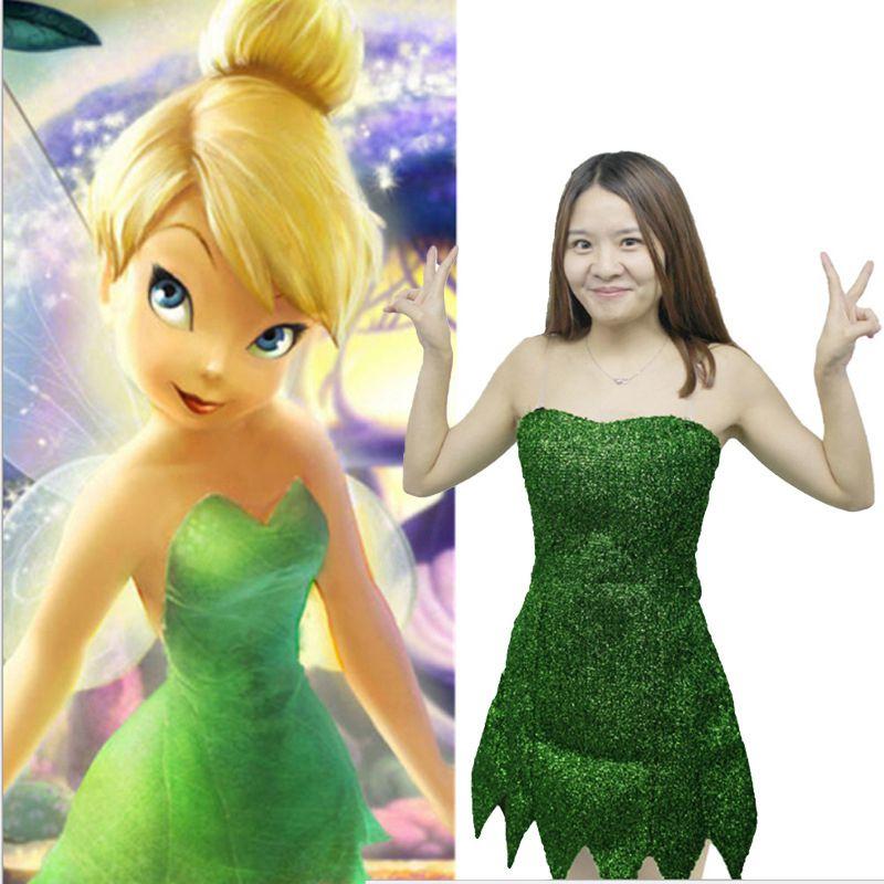 Fee Tinkerbell Cosplay Kleid Grün Pixie Kostüm Für Erwachsene Mit Niedlichem Design Und Baumwollmischgewebe