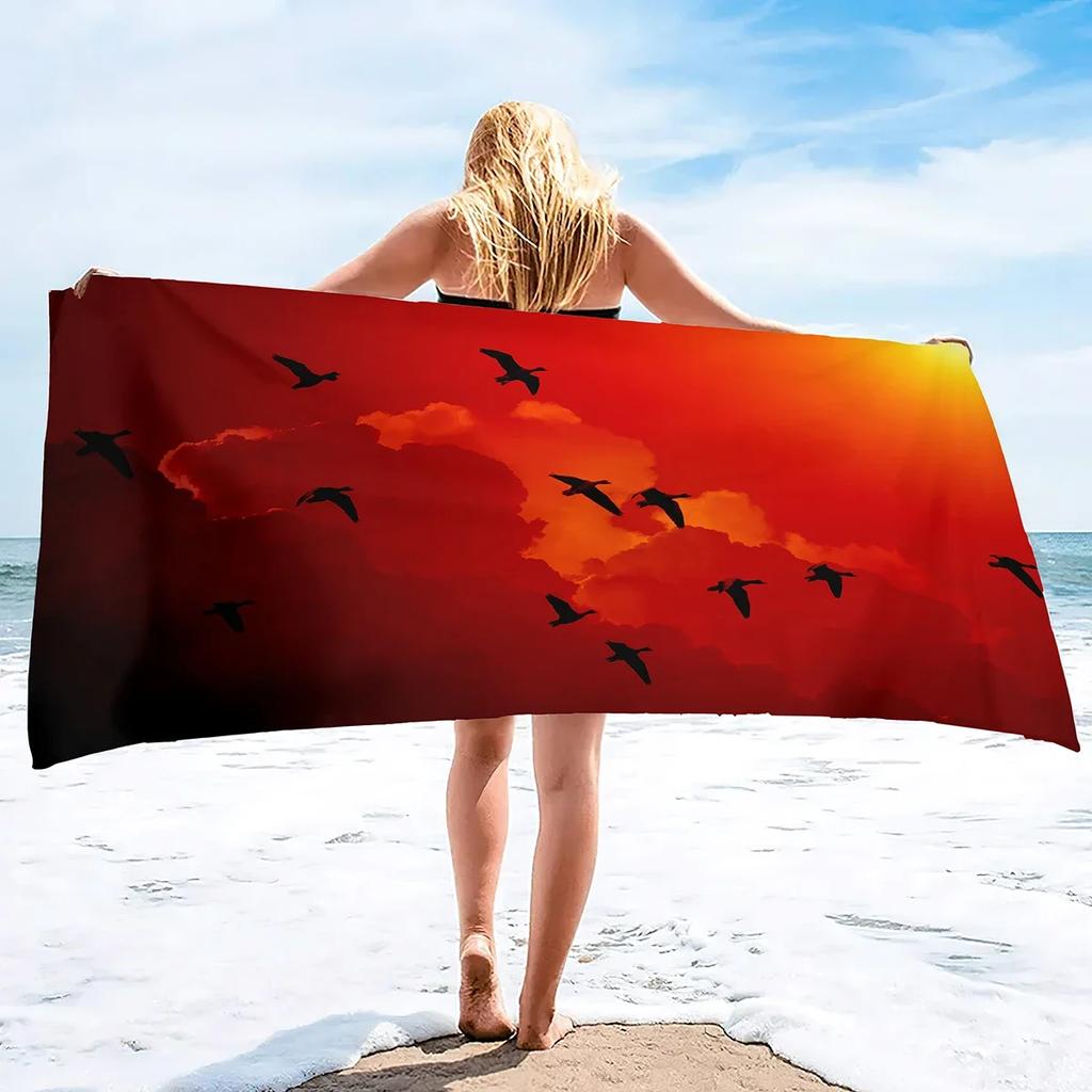 Beach Towels Retro Autumn Spring Birds Soft Towel Multipurpose Bathroom Beach Towel Oversized Beach Blanket Sand Free Towel