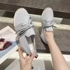Cross-border Large-size New Fly-woven Mesh Breathable Casual Lightweight Lace-up Thick Heel Women's Casual Single Shoes Women