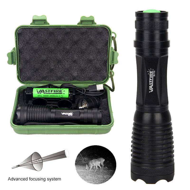 850nm Infrared Radiation IR Flashlight IR-710 7W Night Vision Zoomable 1-Mode Adjustable Focus Hunting Lamp Weapon Light Lantern