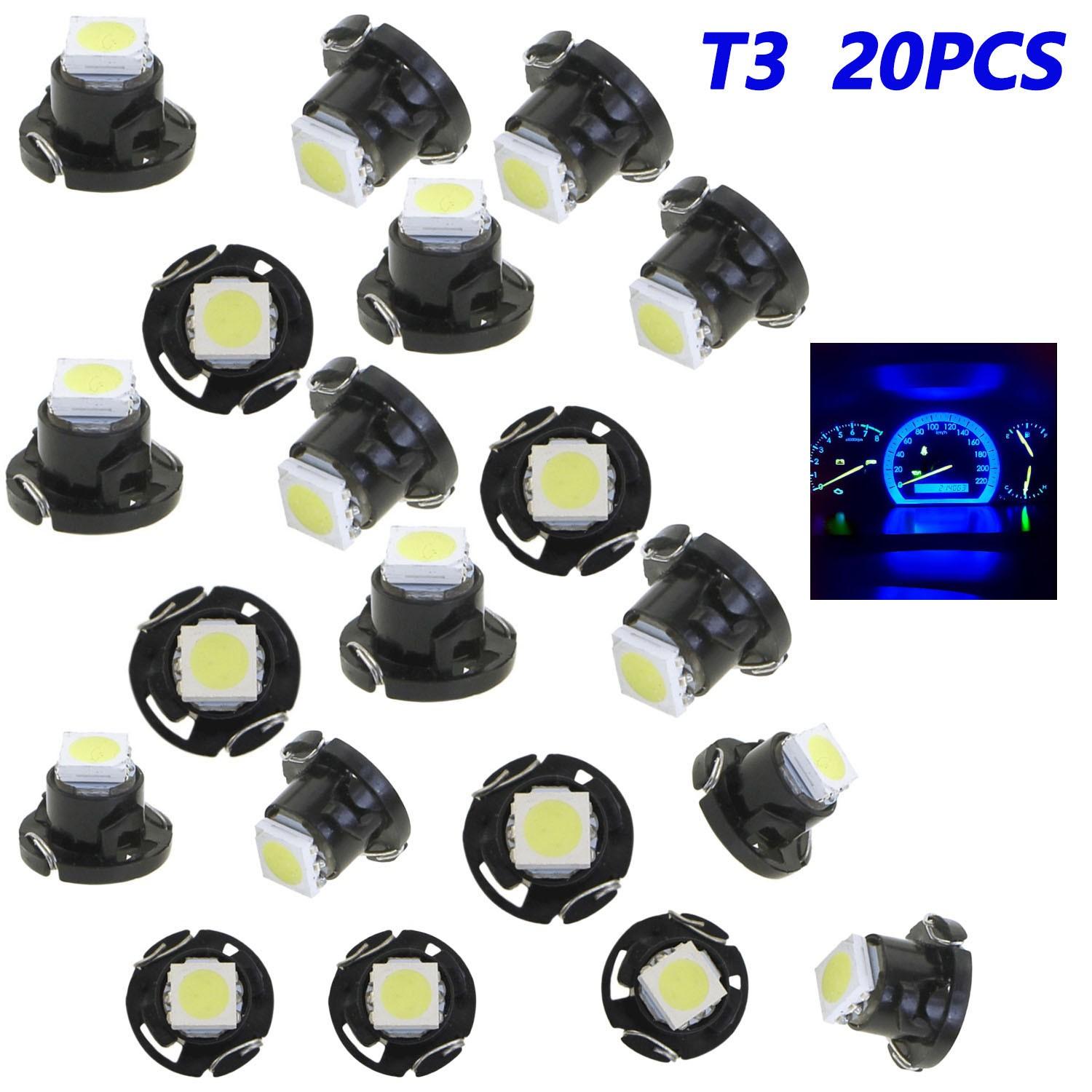 T3 Wedge Lights 3030 SMD trument Panel Gauge Cluster Dashboard LED Blue 20PCS