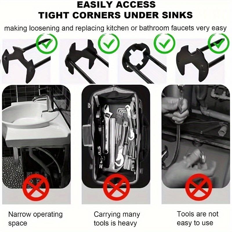 2 Stück Multifunktionales Metallschlüssel-Set, Sandabweisende Wasserdichte Spülenreparatur-Installationswerkzeuge, Universell passend für Badezimmerarmaturen und Rohrventile zur Demontage