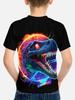 Kinderbekleidung Koreanische Kinderkleidung Dinosaurier in Neon Kinder Frühlingskleidung Oberteile Kurzarm Kinder T-Shirt Oberteil Hemden