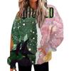 Women's Casual Fashion Witch Print Long-Sleeve Hooded Sweatshirt With Pockets