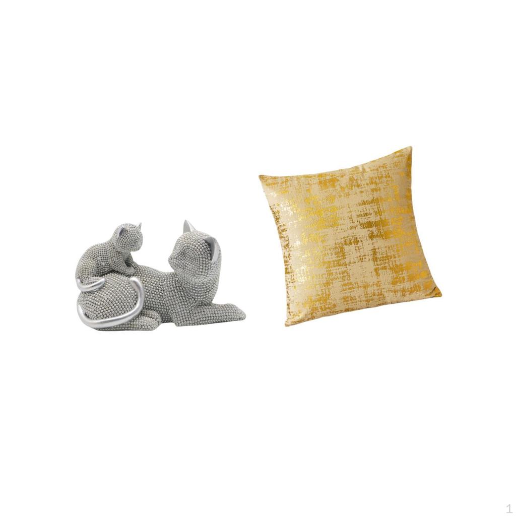 Cat Sculpture Tabletop Ornament Art Crafts Decorative Figurine Animal Statue for Bedroom Living Room