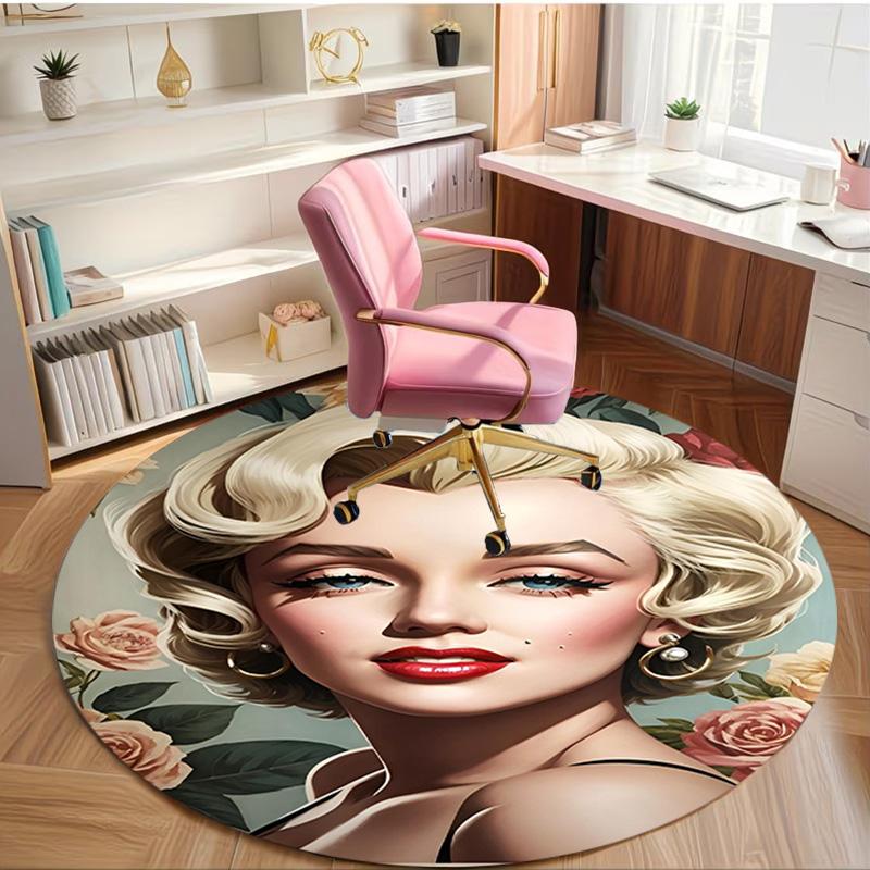 Marilyn Monroe Print Rond Tapijt, Wasbaar Vloerkleed, Voor Entree Slaapzaal Wasruimte Kantoor Studeerkamer, Woondecoratie Verjaardag Kerstcadeau