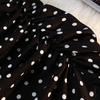 Sexy Vintage Pokal Dot Print Trumpet Midi Skirt Women Back Elastic Band Side Split Ruffles Long Black Skirts