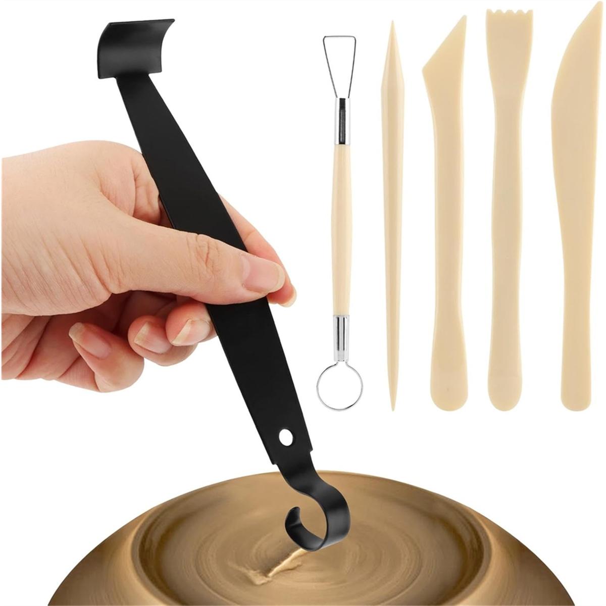 2025+ Pottery Trimming Tools with 5pcs Ceramic Clay Trimming Widgets Double Ended Pottery Tool for Carving Clay Trimmings Tool China Mainland