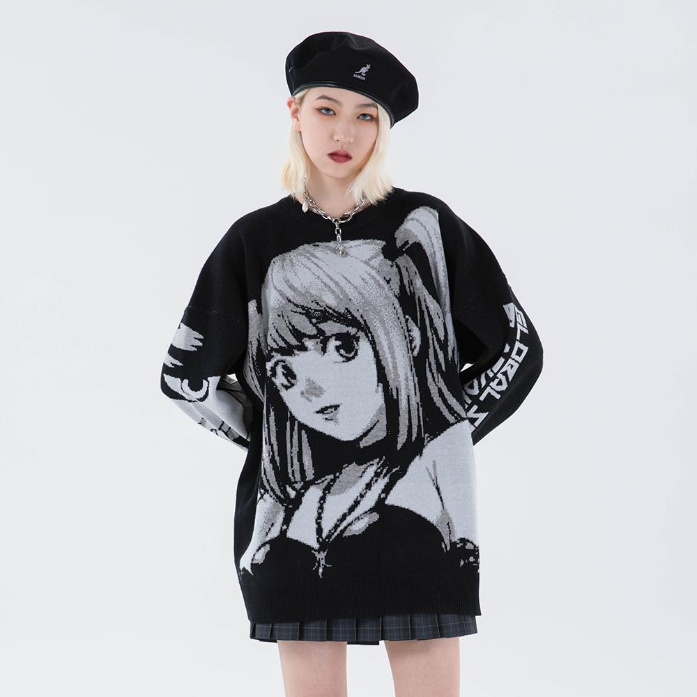 Anime Kawaii Zimní Pánské Gotické Oblečení Goth Muž Svetr Pánské Kreslené Dámské Topy Japonská Mikina Pánská Streetwear Harajuku