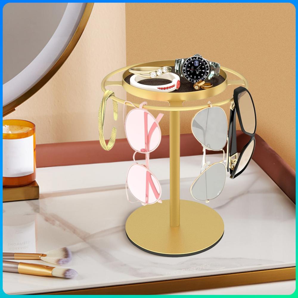 360° Rotating Sunglass Organizer Storage with Storage Trays Glasses Organizer Eyewear Display Rack for Tabletop Desk Dresser