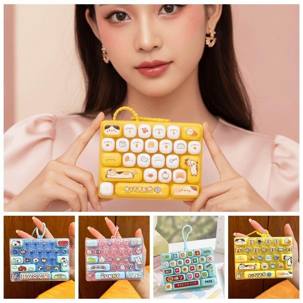 26 Keys Layout Mechanical Keycap Clicker Cute Cartoon Backpack Key Chain Pendant Students