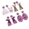 Pack of 4 Lightweight Acrylic Ear Rings Adjustable Length Earrings for Holiday Rabbit and Eggs Pendant Ear Drop Jewelry