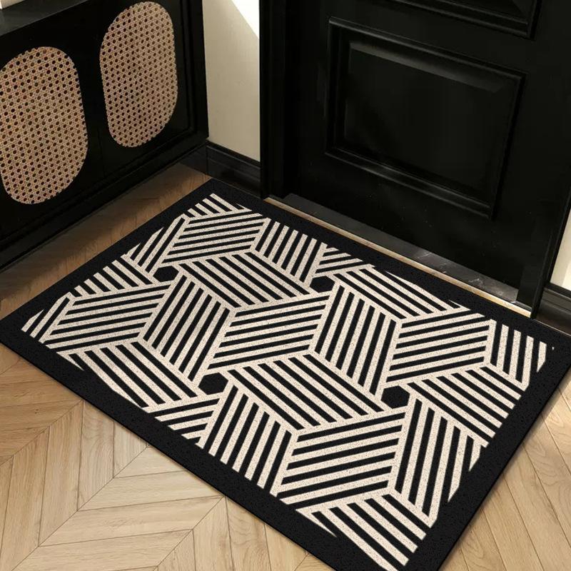 Entry Door Floor Mat Light Luxury Geometric Porch Scraping Mud Rubbing Soil Easy To Take Care Of Foot Pad Door Wear-Resistant Non-Slip Silk Ring Floor