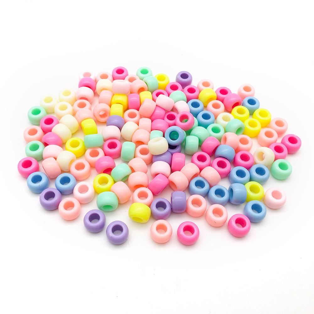 

100pcs Acrylic Large Hole Beads 6x9mm, 4mm Hole, DIY Jewelry Accessories for Kids.