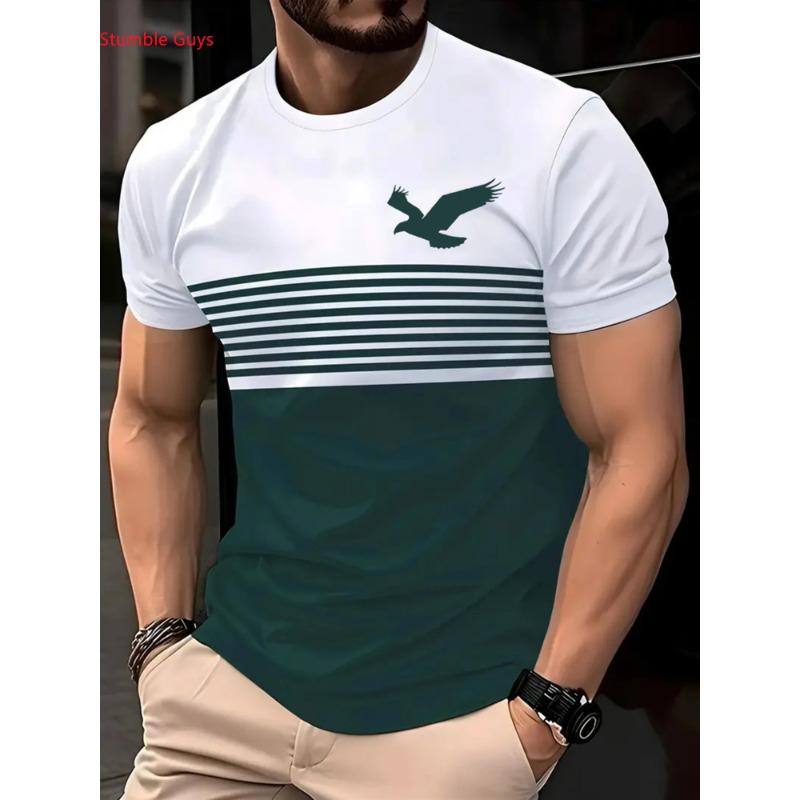 Casual Street Printed Men's Short Sleeve Tee Summer Fashion Quick Dry Breathable Jersey Sportswear