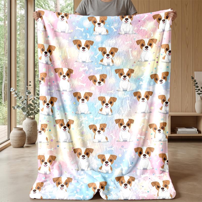 Puppy Love and Fun Theme Blanket Lightweight Warm Flannel Blanket Decorative Throw Blanket for Home Decoration