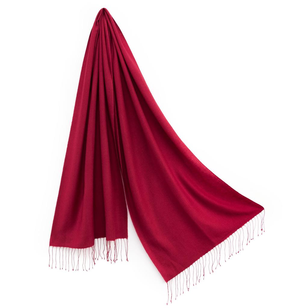 Cashmere and Silk Stole for 60th Gift Wine 45x180cm [Pashmina Collection] Birthdays, Boxed, Red,