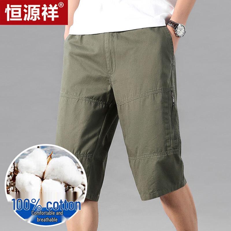 

Hengyuanxiang Men s Loose Fit Cotton Cargo Capris 4XL