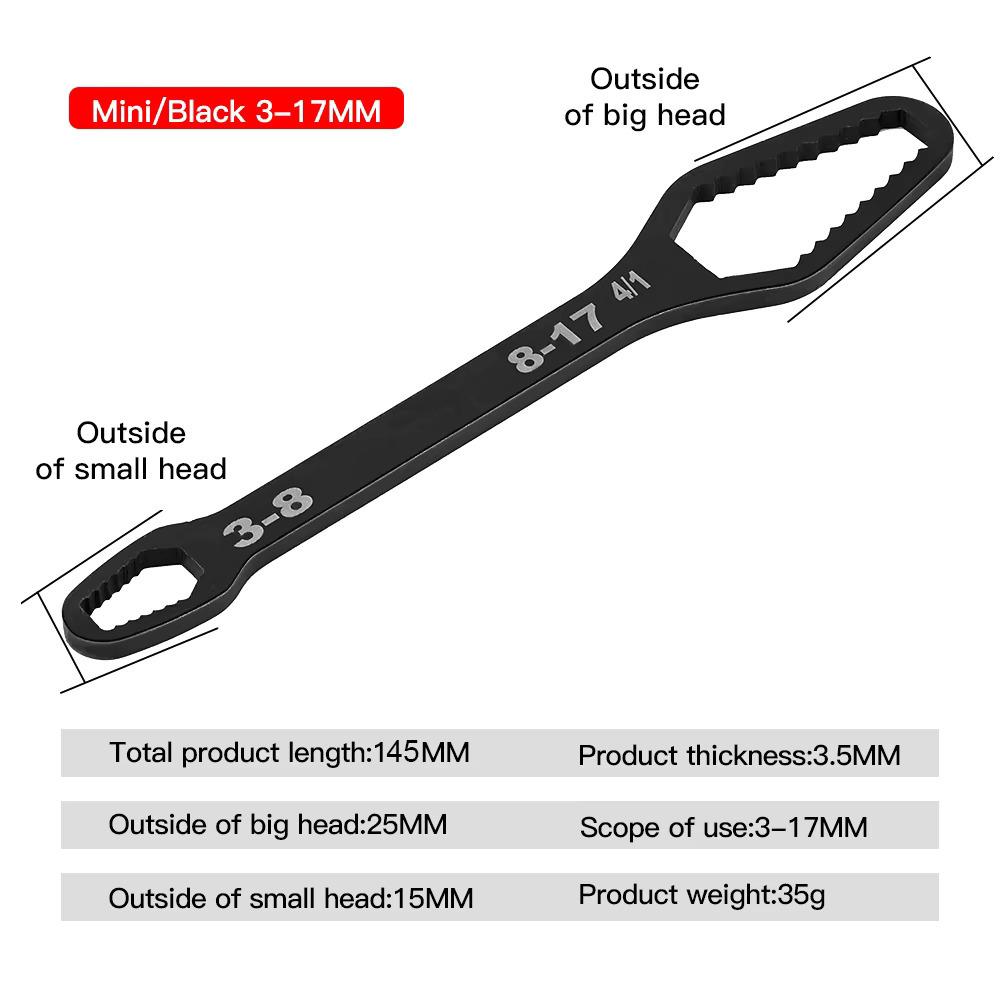 8-22mm 3-17mm Double End Universal Wrench Multifunctional , Self-Tightening Wrench Repair Tools Double Ended Wrench 1PCS 3-17mm