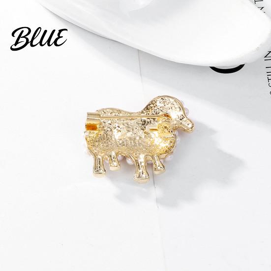 Animal Brooch Zinc Alloy Imitation Pearls Inlaid Fluffy Sheep Design