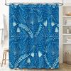 Modern Botanical Print Shower Curtain Blue Floral Pattern Bath Decor White Plush Waterproof Fabric Set of 1 (72x84)