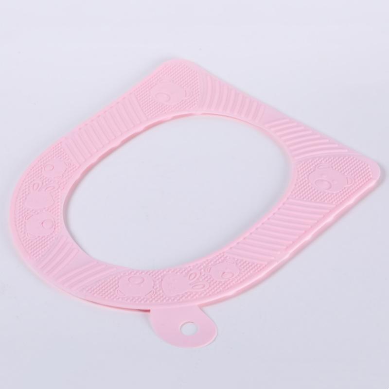 Waterproof Silicone Toilet Seat Cushion Enlarged Inner Diameter Washable Pad Velcro Fastener Universal All Seasons розовый