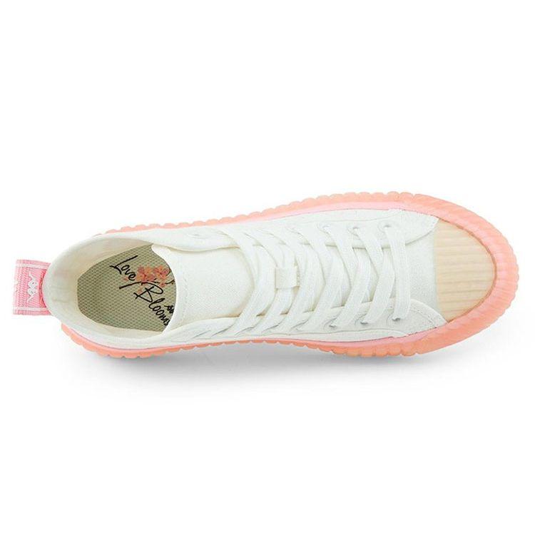 Kappa Logo High-Top Canvas Shoes Non-Slip Wear-Resistant Lightweight Shock Absorbing Unisex Sneaker White Pink K0BW5VS22D-012