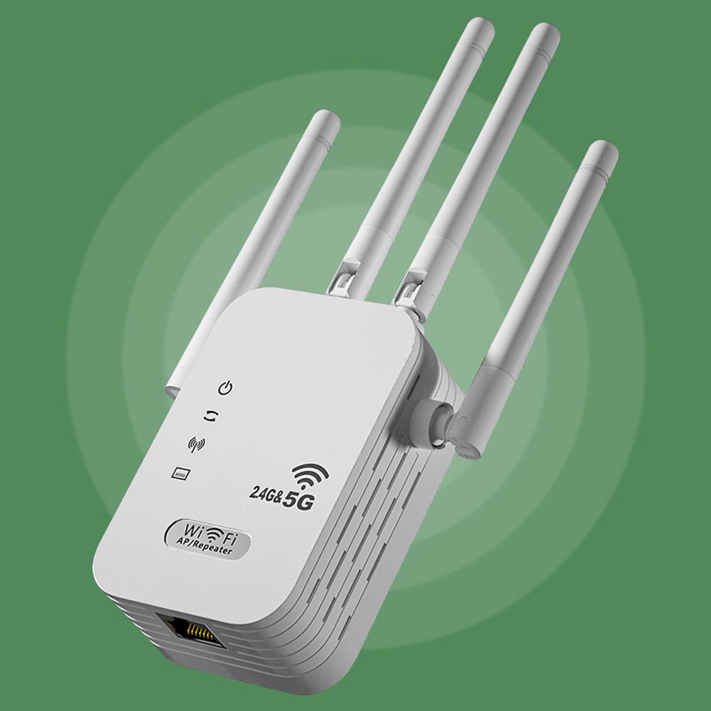 1200Mbps Wireless WiFi Repeater with WAN/LAN Port Dual-Band 2.4GHz/5GHz WiFi Extender Network Expander for Home Small Office