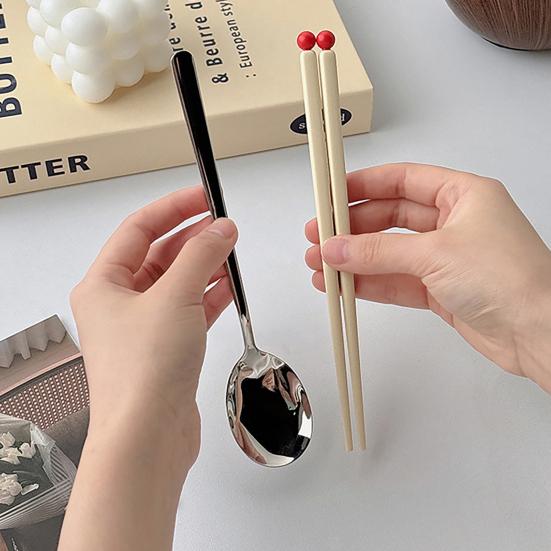 Tragbares Besteckset mit Aufbewahrungsetui Edelstahl Löffel und Essstäbchen Set BPA-frei Brotdosen-Organizer für Büro Schule Reisen