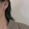 Sterling Silver Rectangle Zircon Round Hoop Earrings for Women Trendy Geometric Fine  Light Luxury Accessories