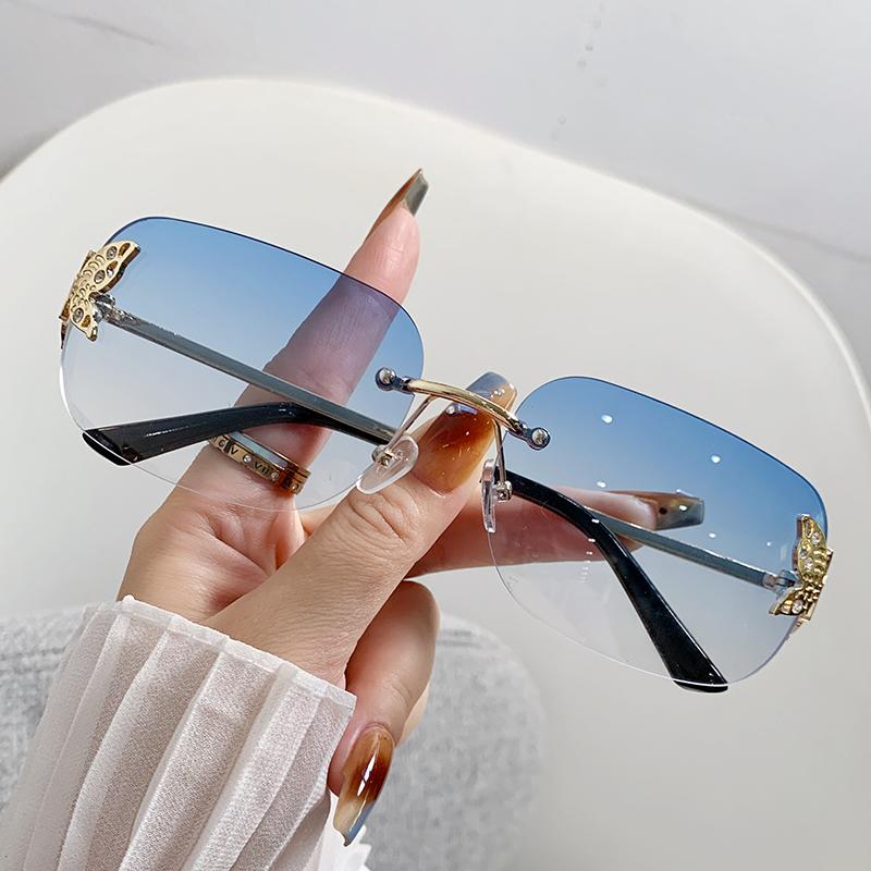 New Frameless Edged Sunglasses Butterfly Metal Frame Exquisite High-end Fashion Sunglasses For Women 81093