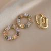 Retro diamond studded Zircon Circle Ear Buckle Earrings Ins, a Fashionable Pair of High-end Earrings for Women
