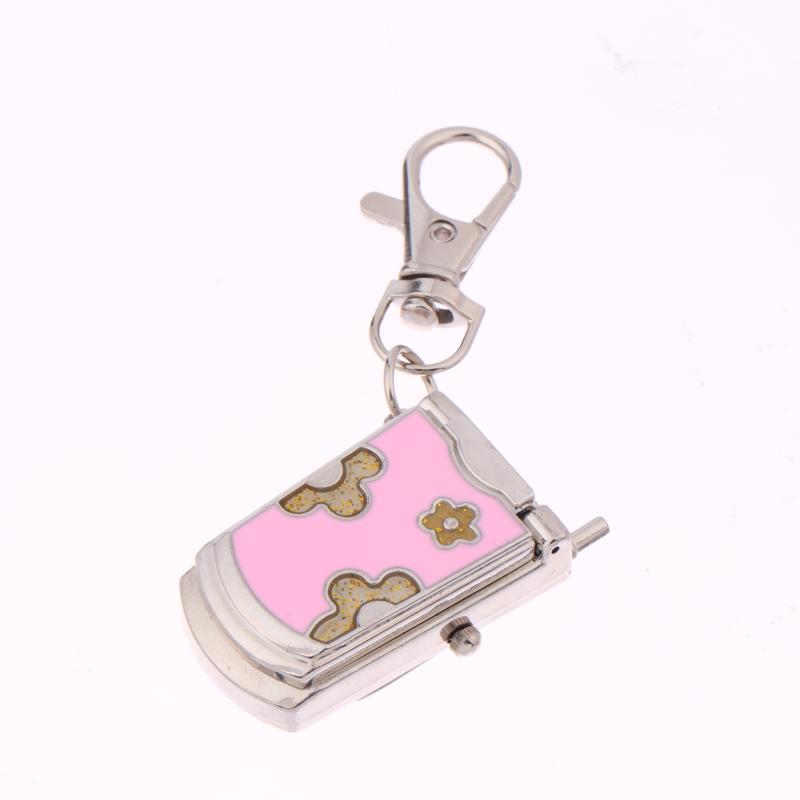 1 шт. Ретро Милый Подвеска для Рюкзака Раскладушка Брелок для Ключей Часы Подвесные Часы Креативный Подарок розовый