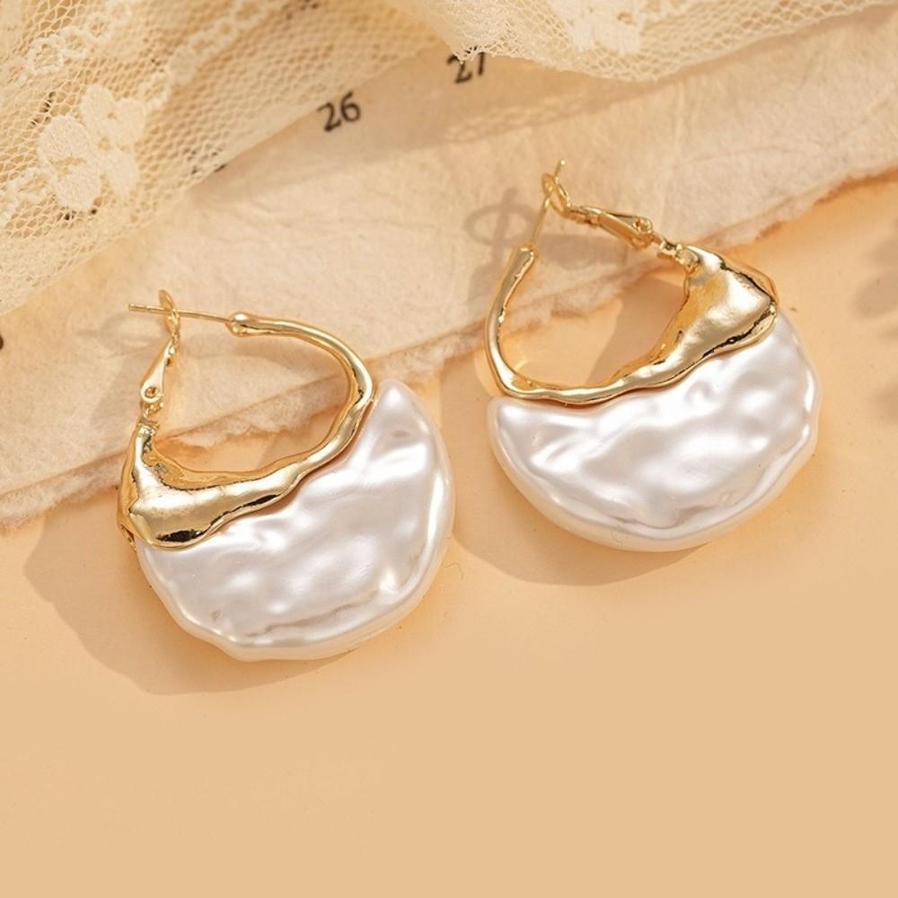 Retro Pearl Pendant Danglers Irregular Shape Bag Shape Eardrops Faux Pearl Earrings  Girls Jewelry