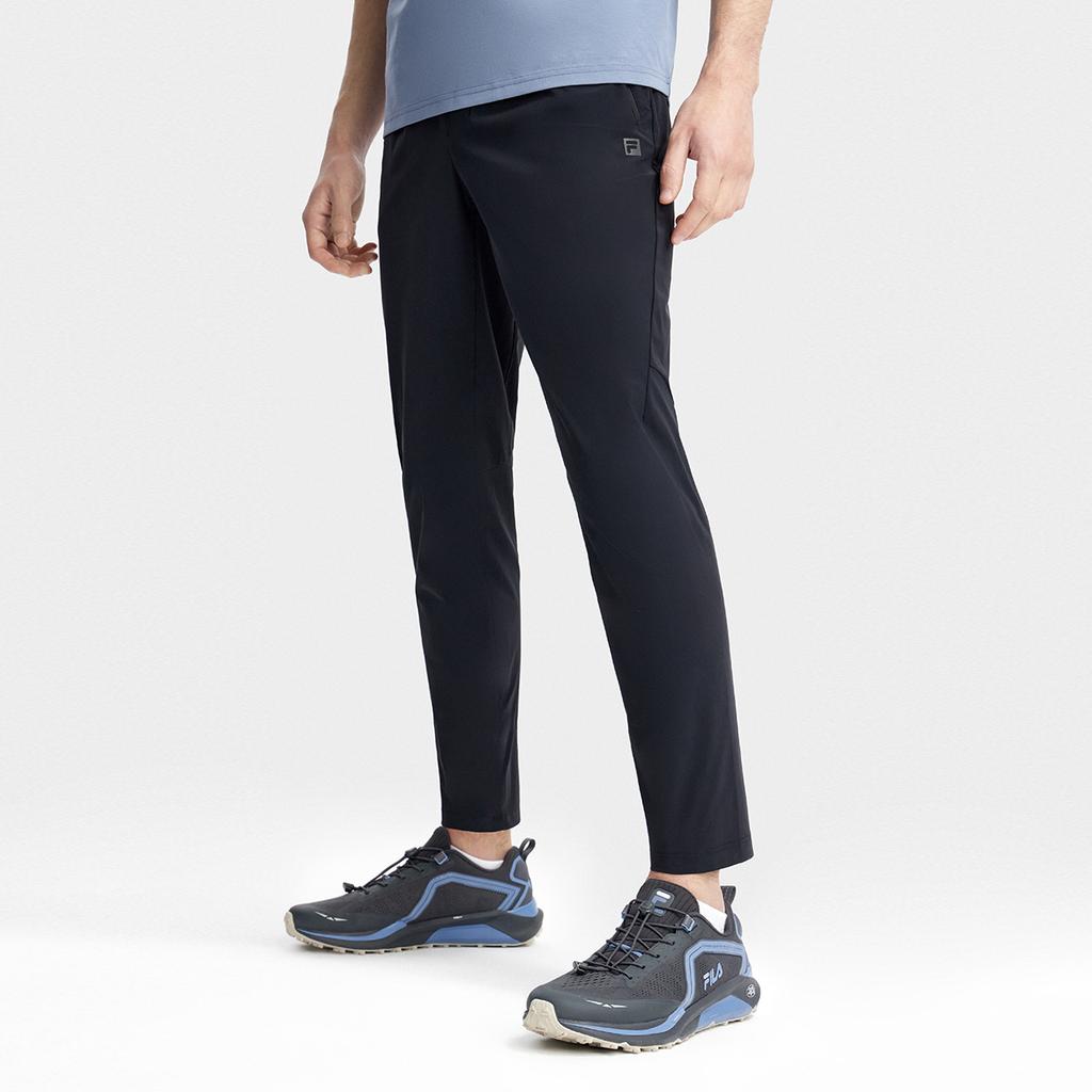 Fila Solid Color Logo Label Elastic Waist Straight Leg Slim Fit Knitted Sports Pants Men Bottoms A11M321608F-BK