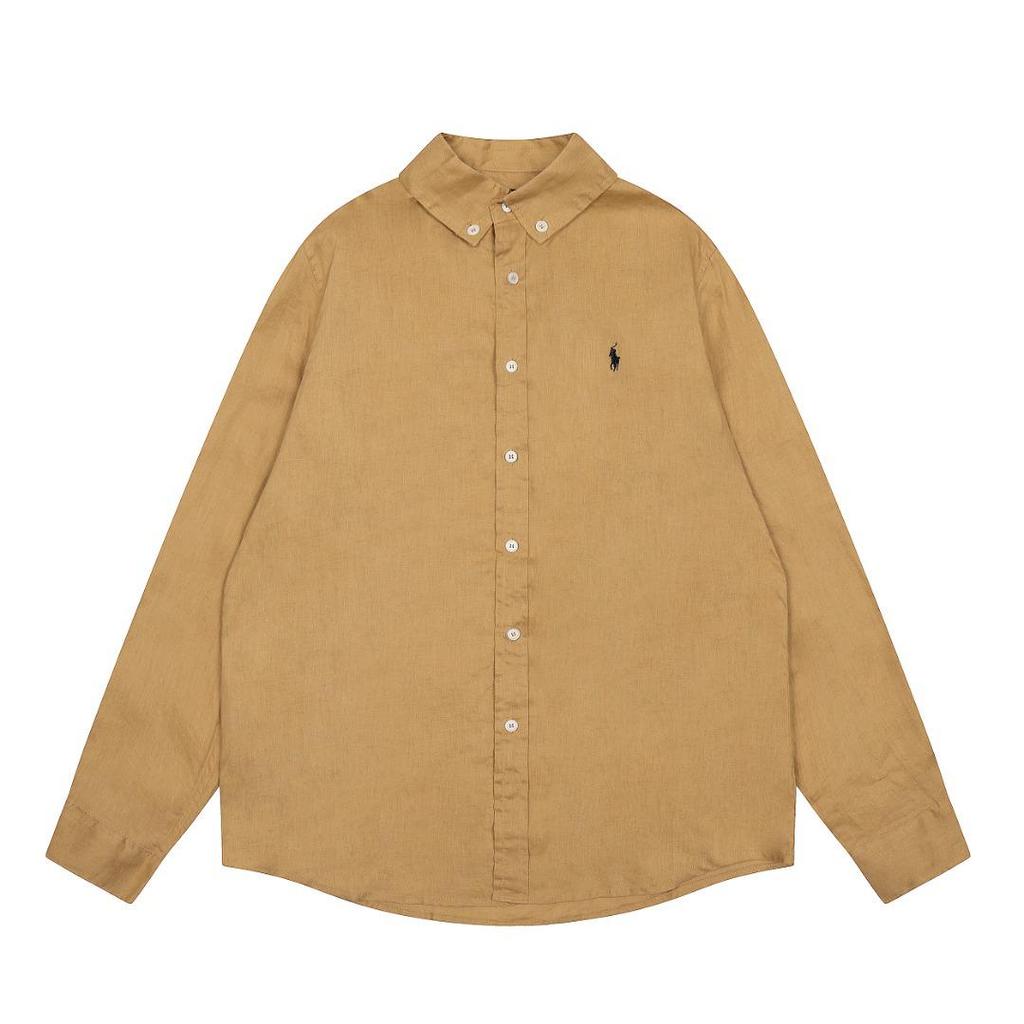 Ralph Lauren Unisex Polo: Little Horse Embroidery, Solid Color, Long Sleeve, Classic Casual Lapel Shirt