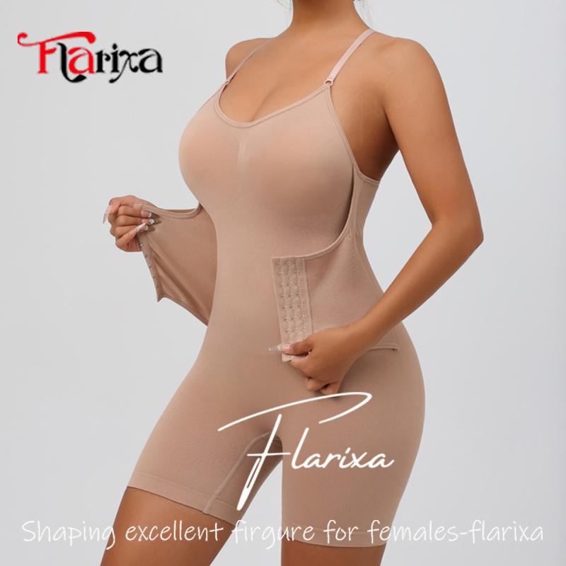 Flarixa Waist Trainer With Hooks Body Shaper Tummy Slimming Shapewear Women Camisole Bodysuit Butt Lift Seamless Underwear