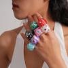 Trendy Minimalist Colored Resin Ring With Vintage Bright Diamonds Irregular Personality Geometric Rings Jewelry Accessories Gift