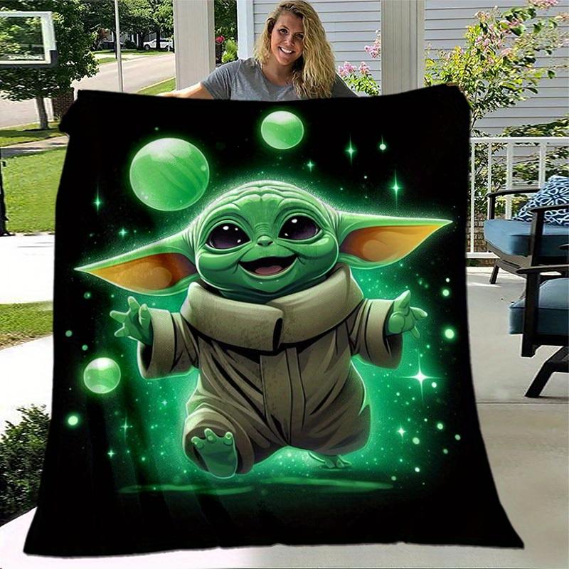1pc. Cute Yoda Print Blanket - Perfect for Home, Office, Outdoor Use, Gift Idea, Suitable for All Seasonsz0417273