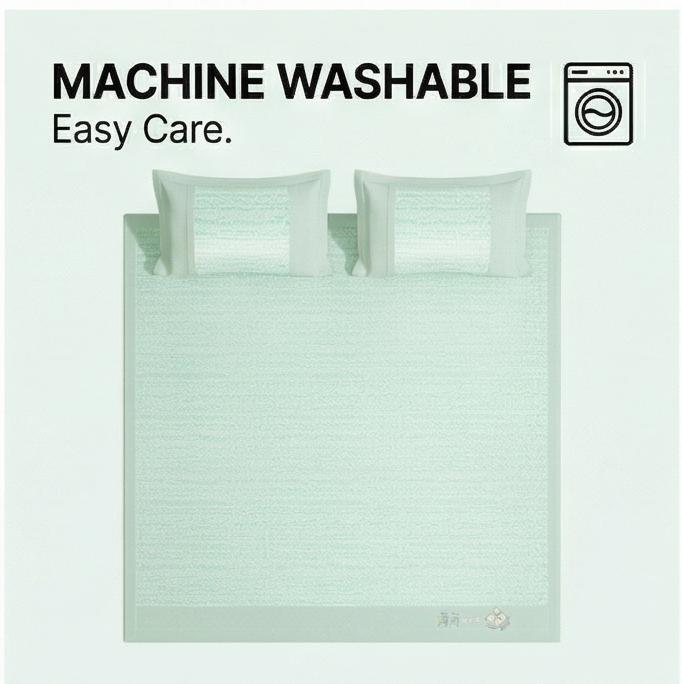 Constant Temperature Ice Silk Cooling Mat 3-Piece Set Machine Washable Summer Fitted Sheet Bedding for Home Bedroom Air-Conditioned Room 1.5m 1.8m Bed