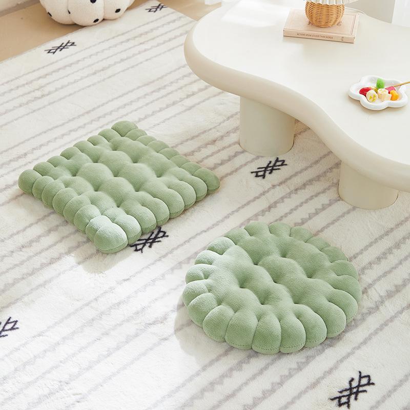 

Large Biscuit Shape Plush Cushion,Soft Creative Pillow Chair Seat Pad, Decorative Cookie Japanese Tatami Back Cushion Circular 40 * 40cm зелений