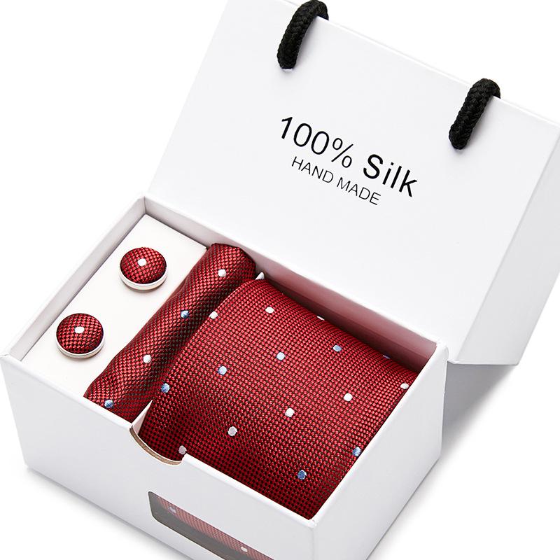 Men'S Tie Gift Box 5-Piece Set Tie Pocket Towel Scarf Cuff