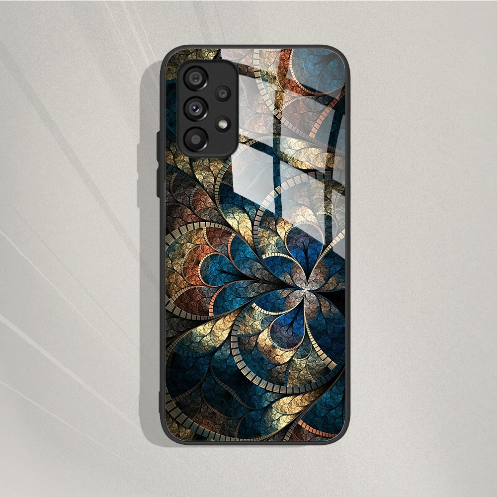 Case For Samsung Galaxy A72 Painted Tempered Glass Phone Cover For Samsung A72 A 72 5G A726B A725F Cases Silicone Bumper Coque