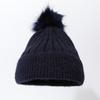 Autumn Winter Solid Color Knit Hat With Pom Pom Warm Pullover Hat