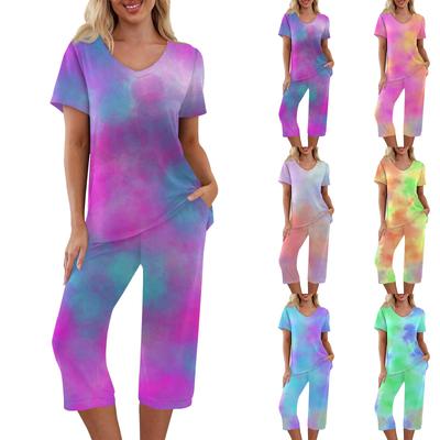 2 Piece Sets For Women Summer Short Sleeve Top And Pants With Pockets Workout Soft Sets