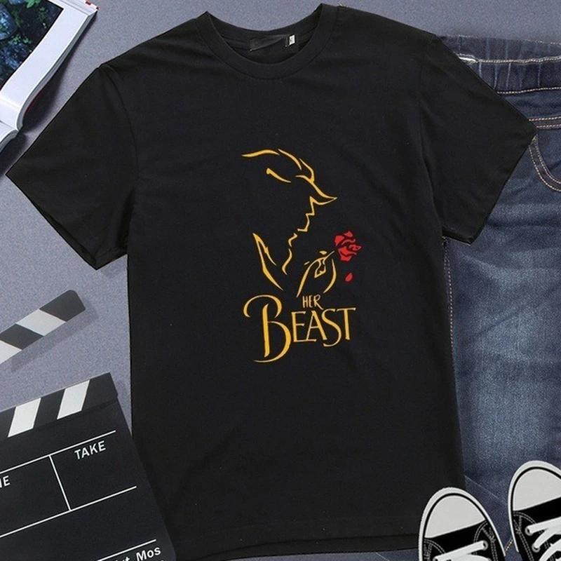 Yozgi Moda Qirolicha Qirol Juftliklar Maykasi Yirtqich Go'zalik Bosilgan Juftlik Maykasi Ayollar Ko'ylagi Kundalik O-Bo'yin Ustki Kiyimlar Sevishganlar Maykasi