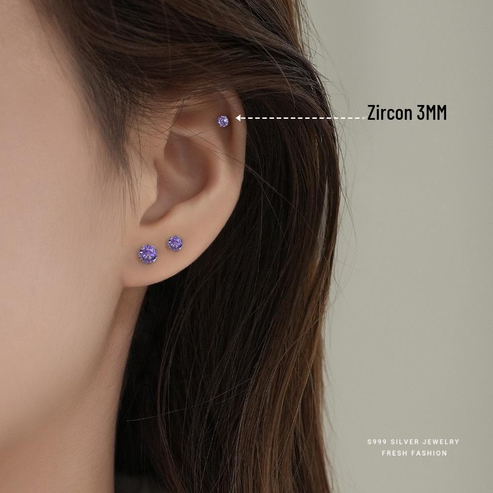 Beixi S999 Sterling Silver Screw-Back Stud Earrings - Gentle, Sleep-Friendly Pure Silver for Pierced Ears Pure Silver