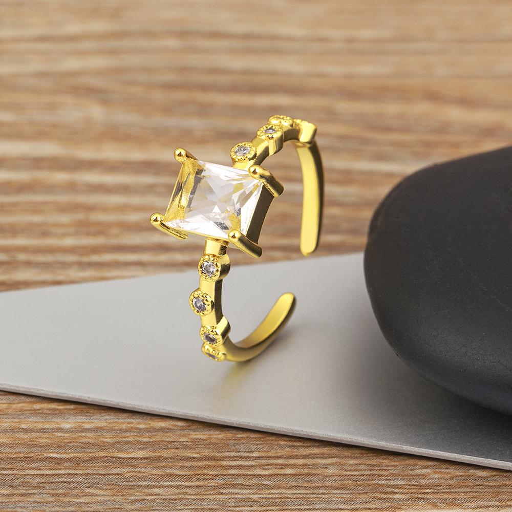 Nidin Classic New Design Inlaid Zircon Open Rings 3 Colors For Women Female Daily Jewelry Party Wholesale Accessories Gifts