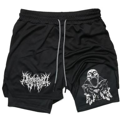 Men's Shorts Personalized Printed Double-layer Two-in-one Fitness Sports Casual Pants